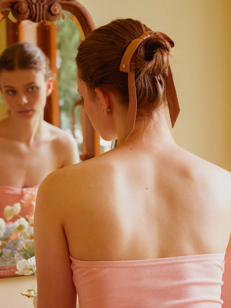 Blush Mocha Mulberry Silk Ribbon Bow
