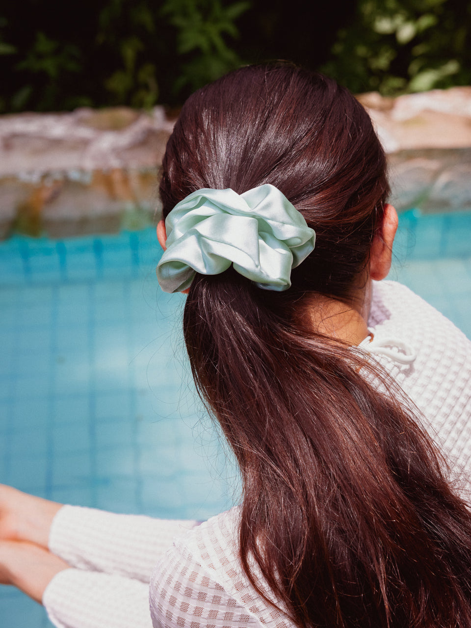 Mint Frost XL Mulberry Silk Scrunchie