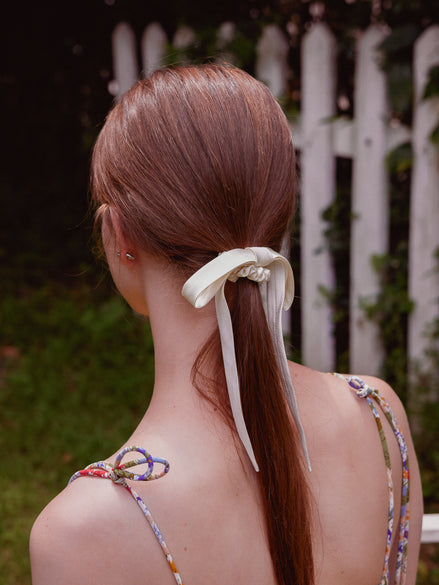 Soft Ivory Mulberry Silk Ribbon Bow