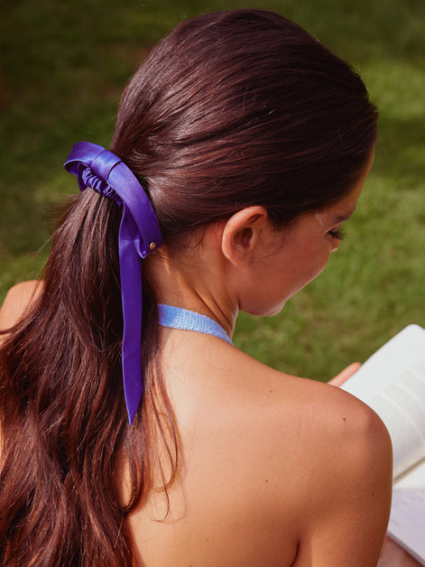 Royal Sapphire Mulberry Silk Ribbon Bow