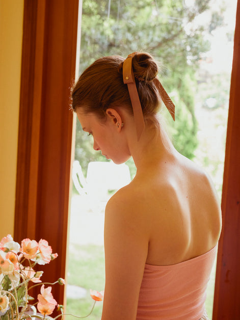 Blush Mocha Mulberry Silk Ribbon Bow