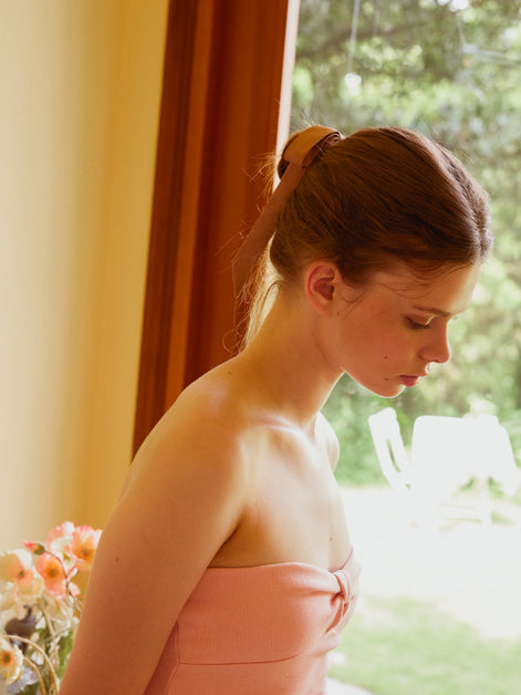 Blush Mocha Mulberry Silk Ribbon Bow