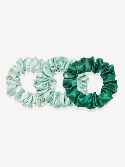 Emerald Garden Mulberry Silk Scrunchie Set