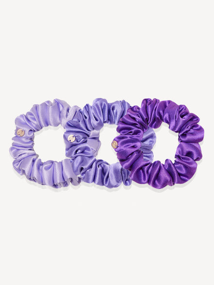 Lavender Bloom Mulberry Silk Scrunchie Set