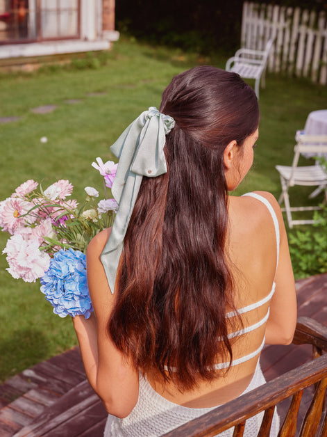 Mint Whisper Mulberry Silk Romantic Bow