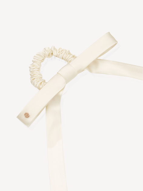 Soft Ivory Mulberry Silk Ribbon Bow