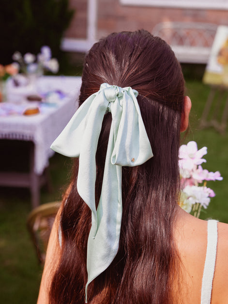 Mint Whisper Mulberry Silk Romantic Bow