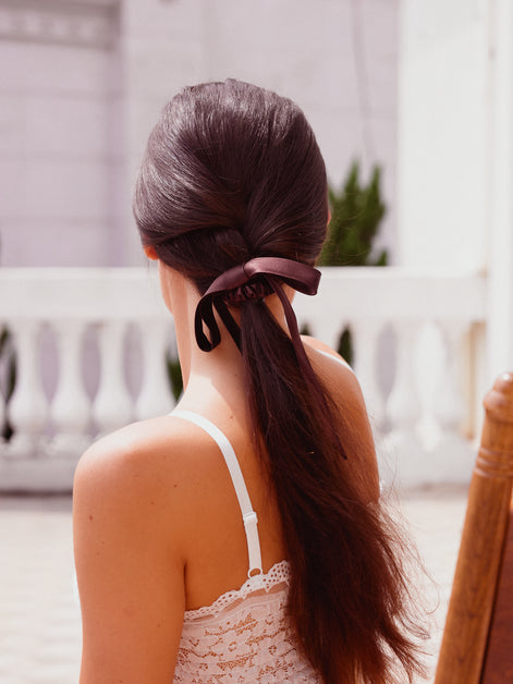 Espresso Mulberry Silk Ribbon Bow