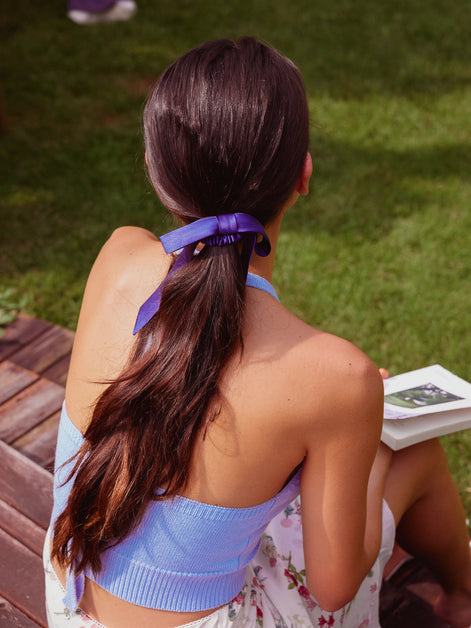 Royal Sapphire Mulberry Silk Ribbon Bow