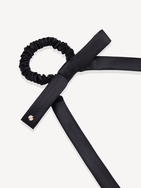Midnight Black Mulberry Silk Ribbon Bow