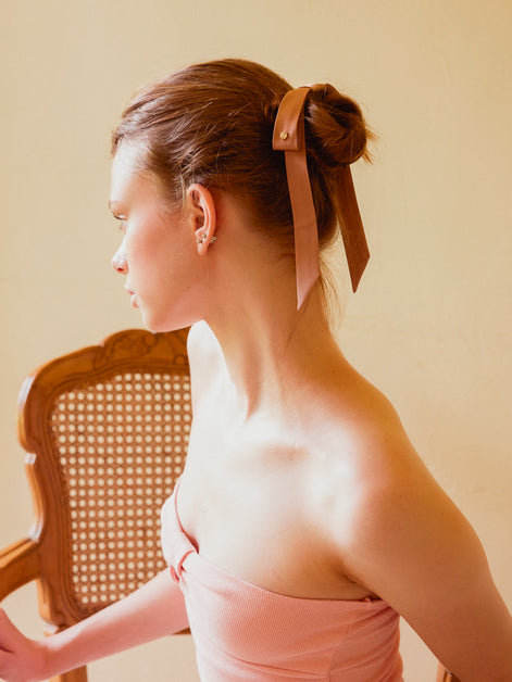 Blush Mocha Mulberry Silk Ribbon Bow