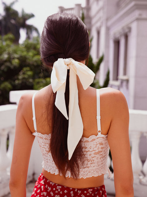 Moonlight Mulberry Silk Romantic Bow