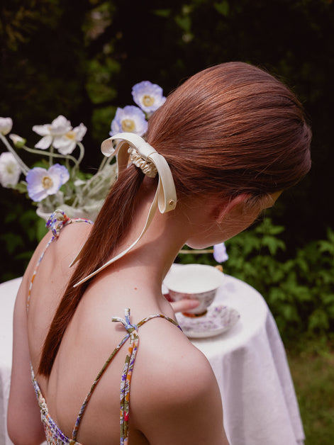 Soft Ivory Mulberry Silk Ribbon Bow
