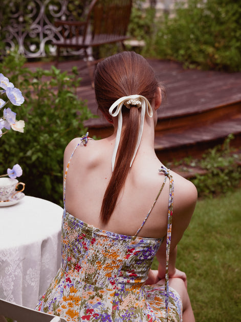 Soft Ivory Mulberry Silk Ribbon Bow
