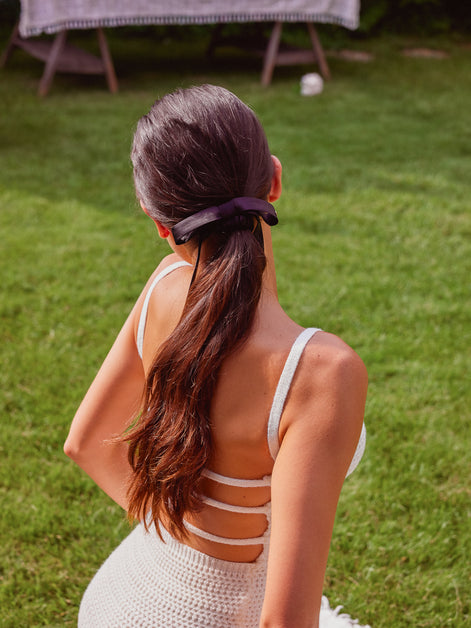 Midnight Black Mulberry Silk Ribbon Bow