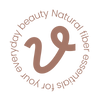Vadarue brand logo in rusty rose color. A circular logo featuring a stylized brown 'v' symbol in the center, surrounded by the text 'everyday beauty Natural fiber essentials for your' in a curved brown font on a white background.